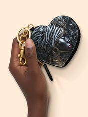 Afri Jewel Heart Coin Pouch Bag Charm QR0XD459