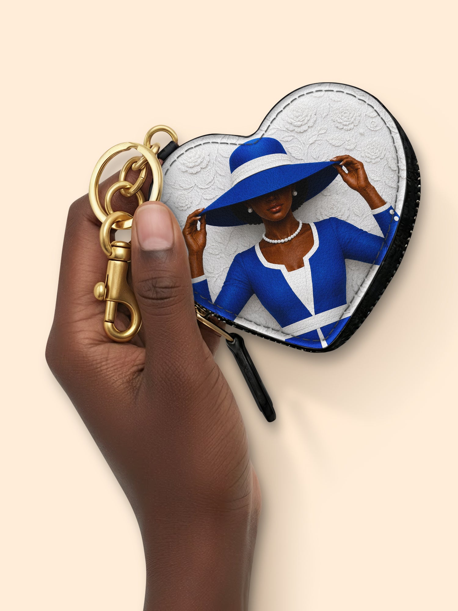 Blue Crowned Heart Coin Pouch Bag Charm QR0TV282