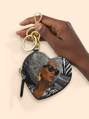 Midnight Zebra Heart Coin Pouch Bag Charm QR0TV259