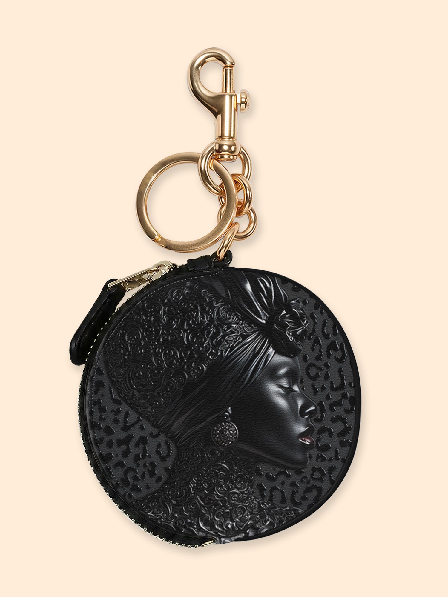 AfroGloss Leopard Circular Coin Pouch Bag Charm QR0XD463