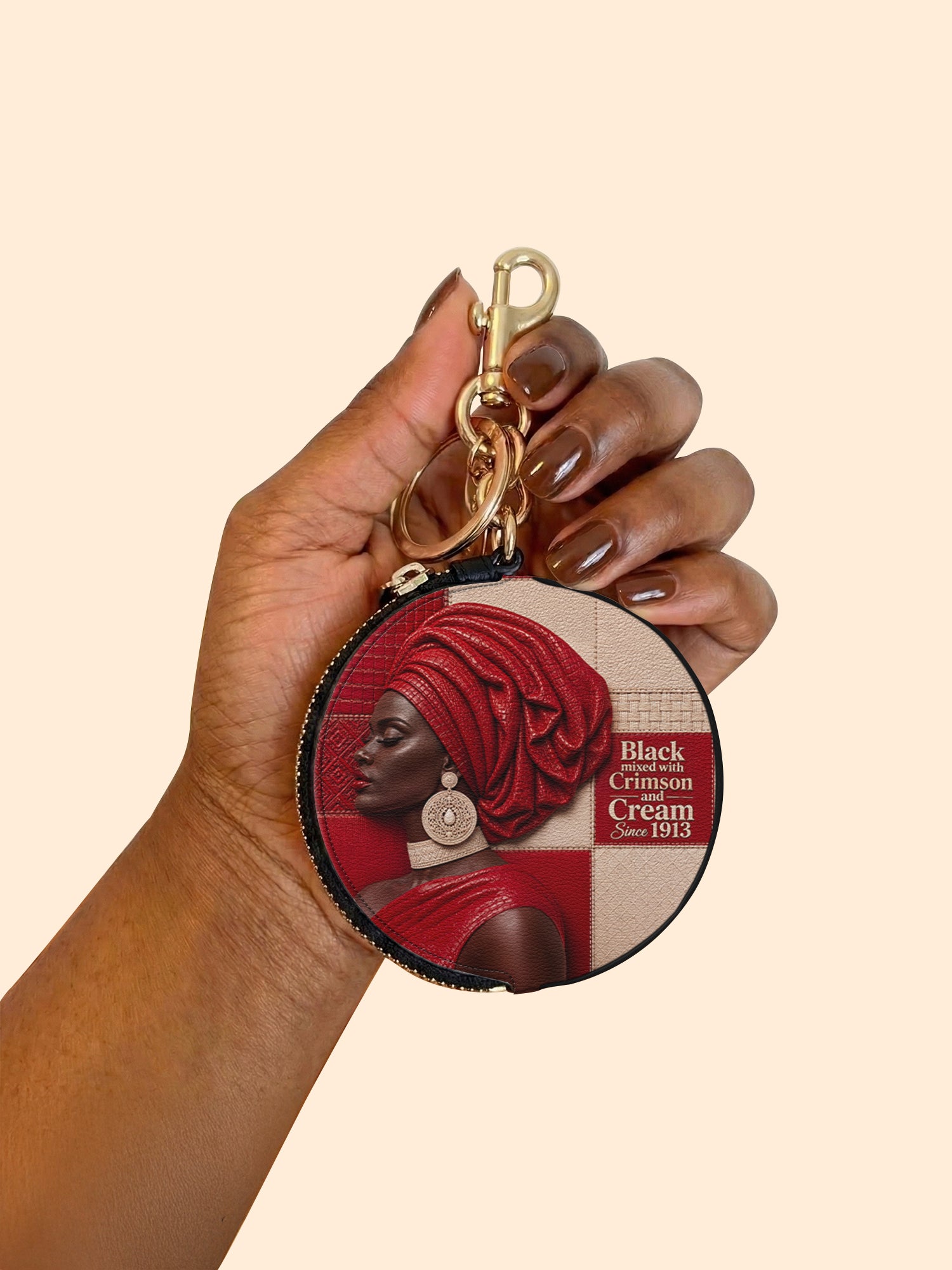 Draped in Crimson Circular Coin Pouch Bag Charm QR0XD500