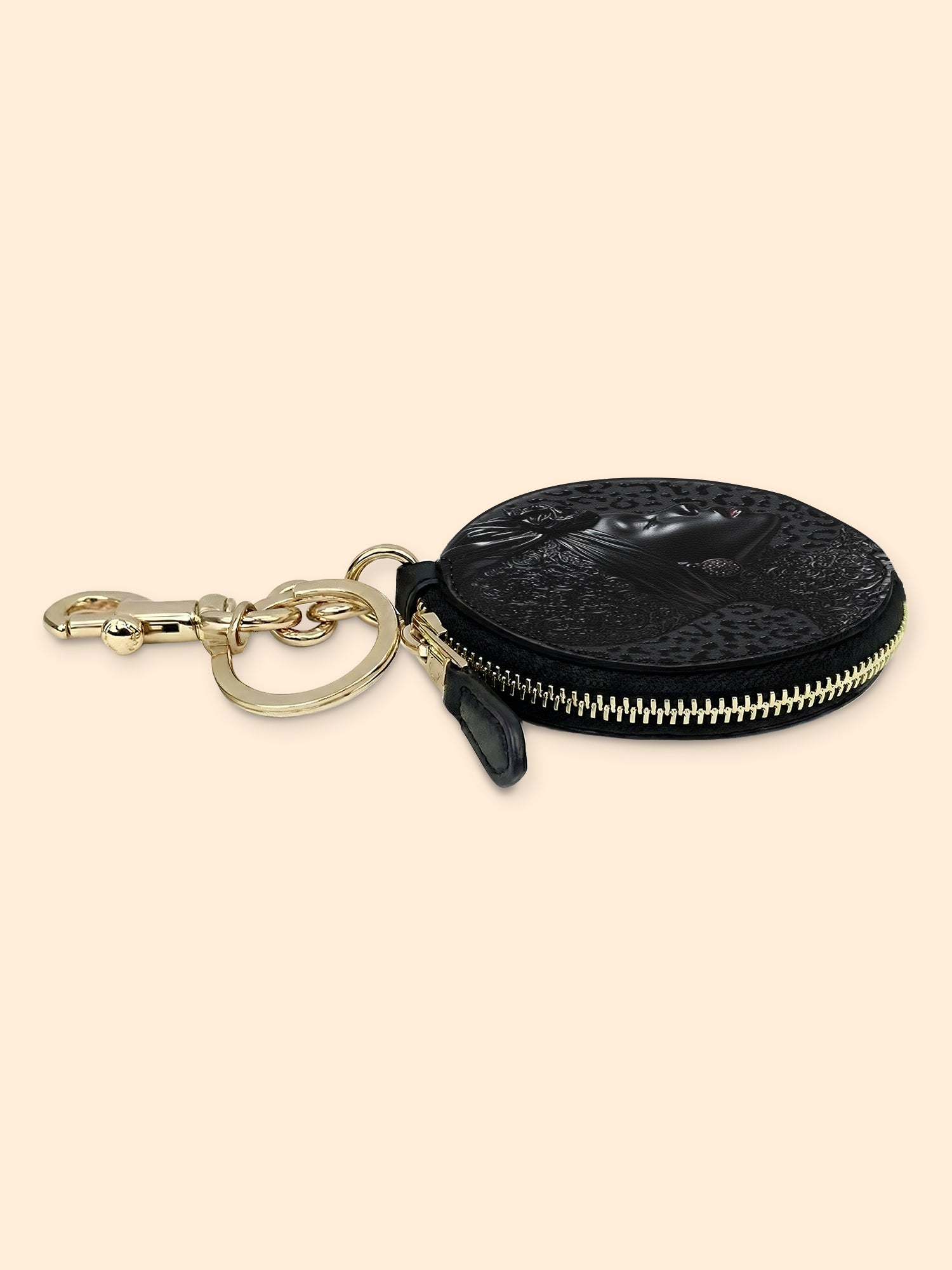 AfroGloss Leopard Circular Coin Pouch Bag Charm QR0XD463