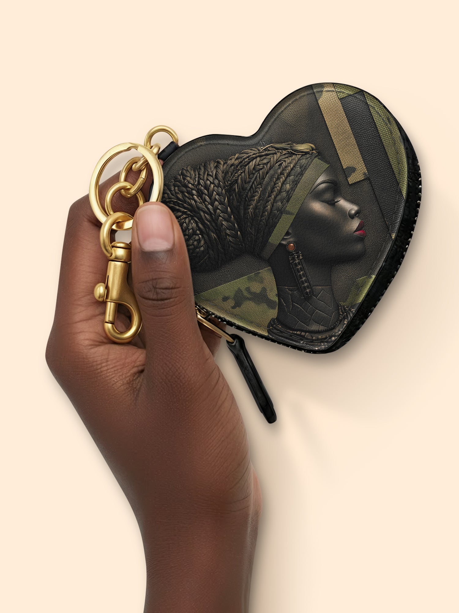 Braided Majesty Heart Coin Pouch Bag Charm QR0XD973