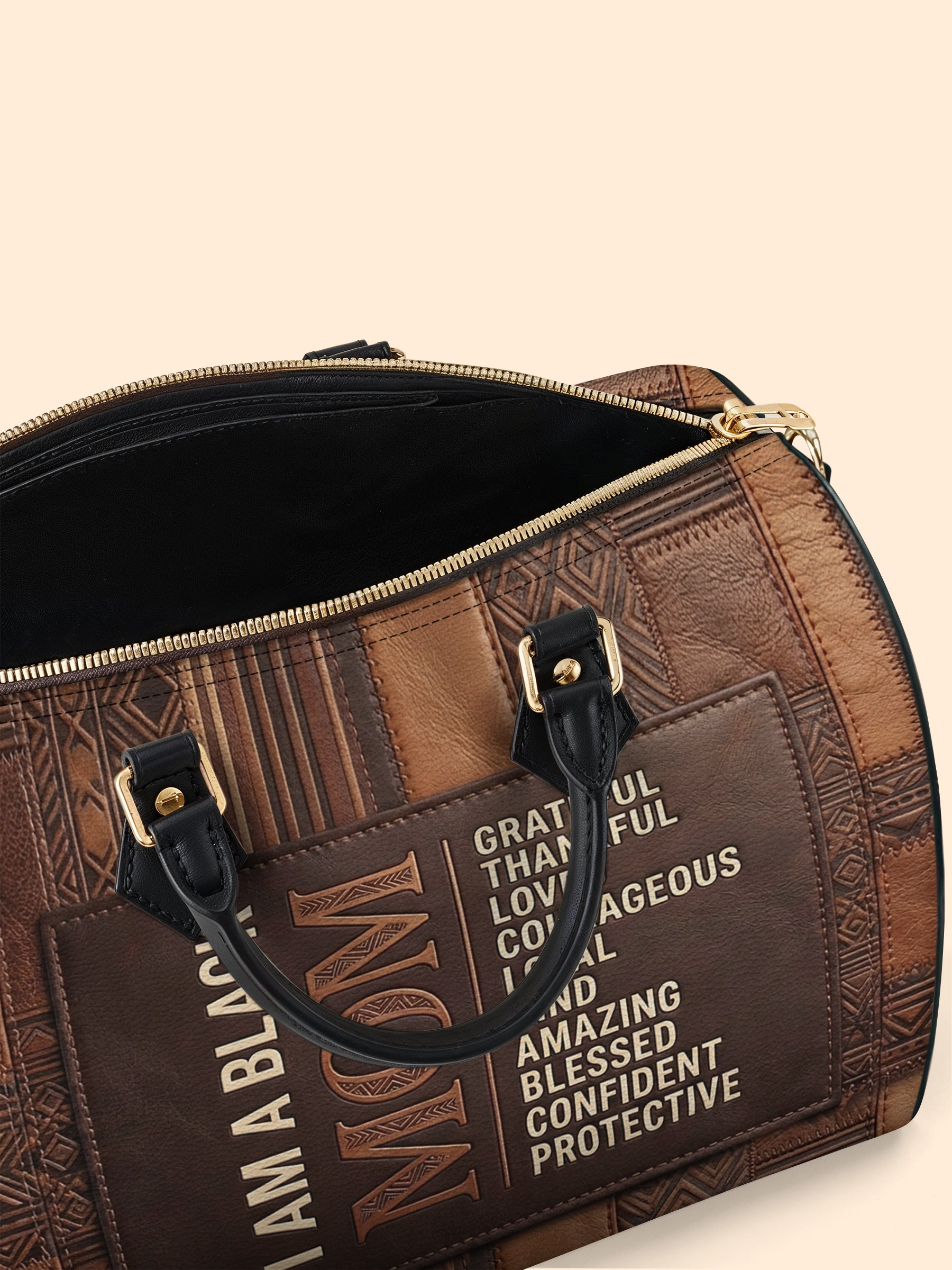 Black Mom Essence Leather Boston Bag QR0TV272