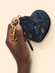 Midnight Bluebonnet Heart Coin Pouch Bag Charm QR0XD292