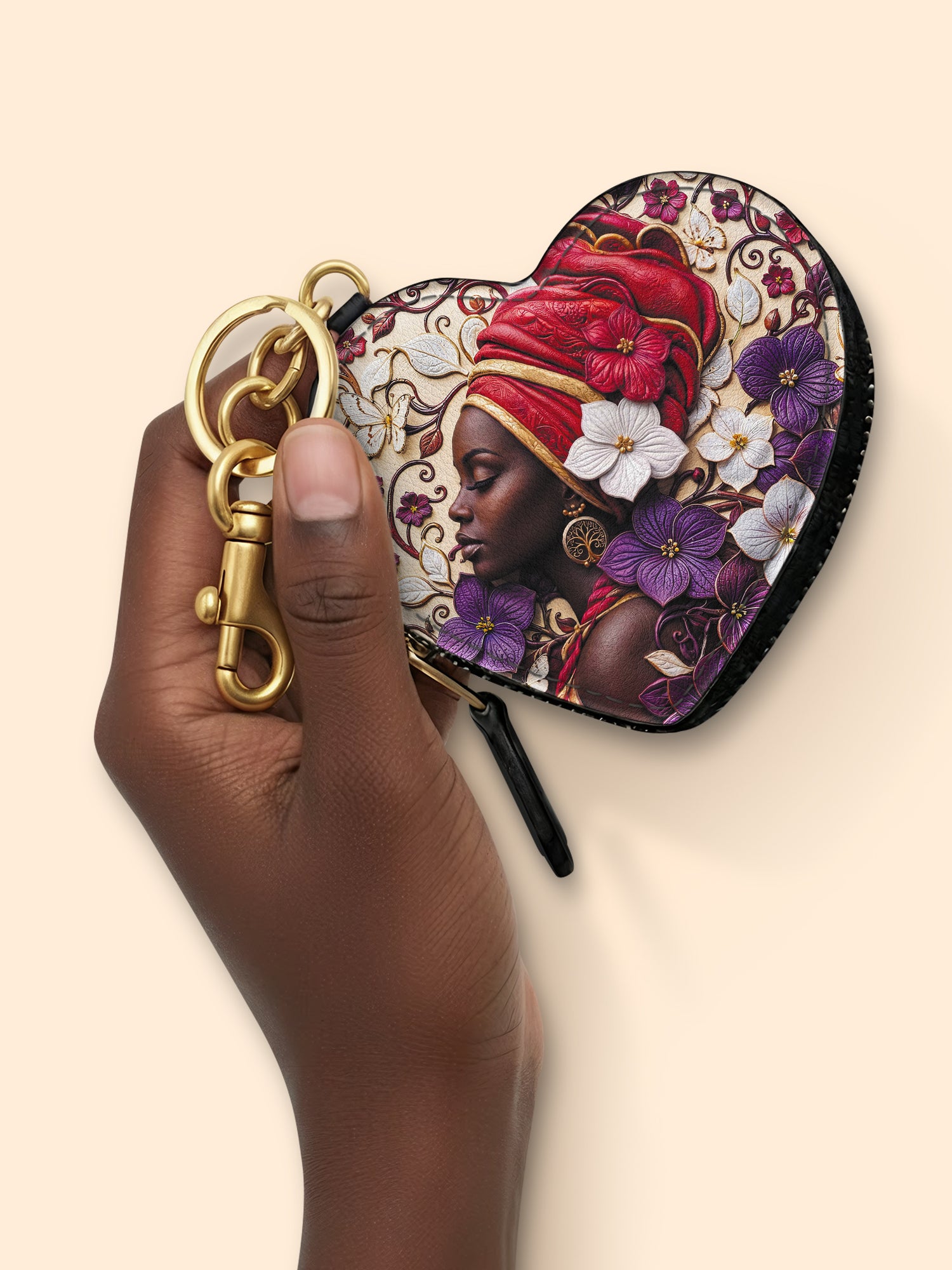 Violet Season Heart Coin Pouch Bag Charm QR0XD200