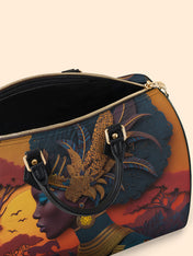 African Aspirations Leather Boston Bag QR0HH057