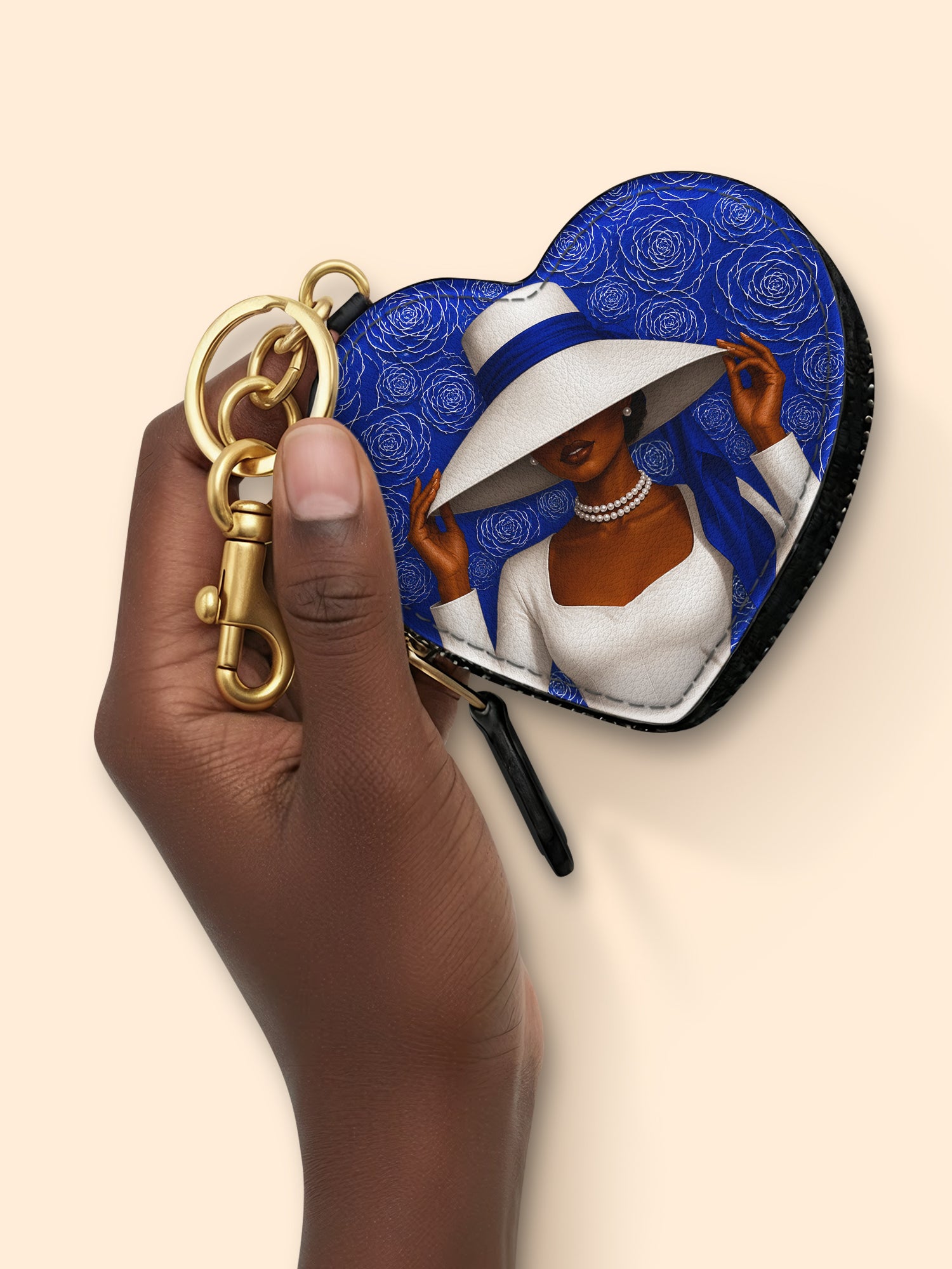 Royal Bloom Heart Coin Pouch Bag Charm QR0TV281