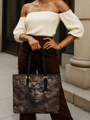 Wooden Bloom Sleek Leather Tote QR0TV008
