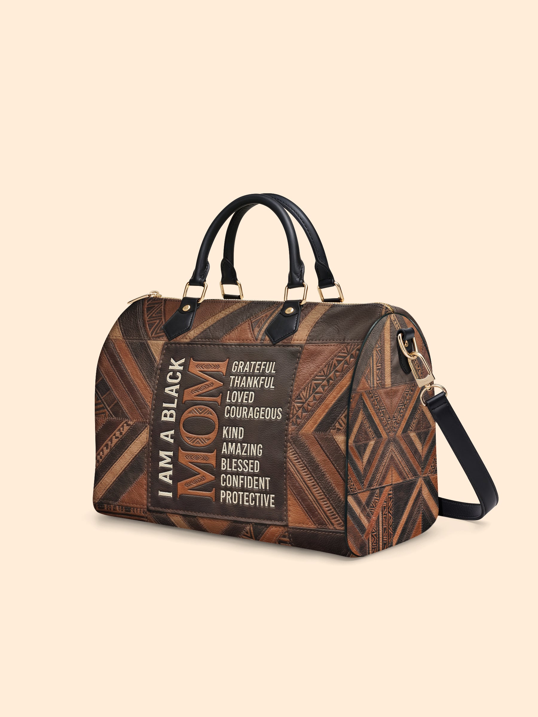 Black Mom Pride Leather Boston Bag QR0TV273