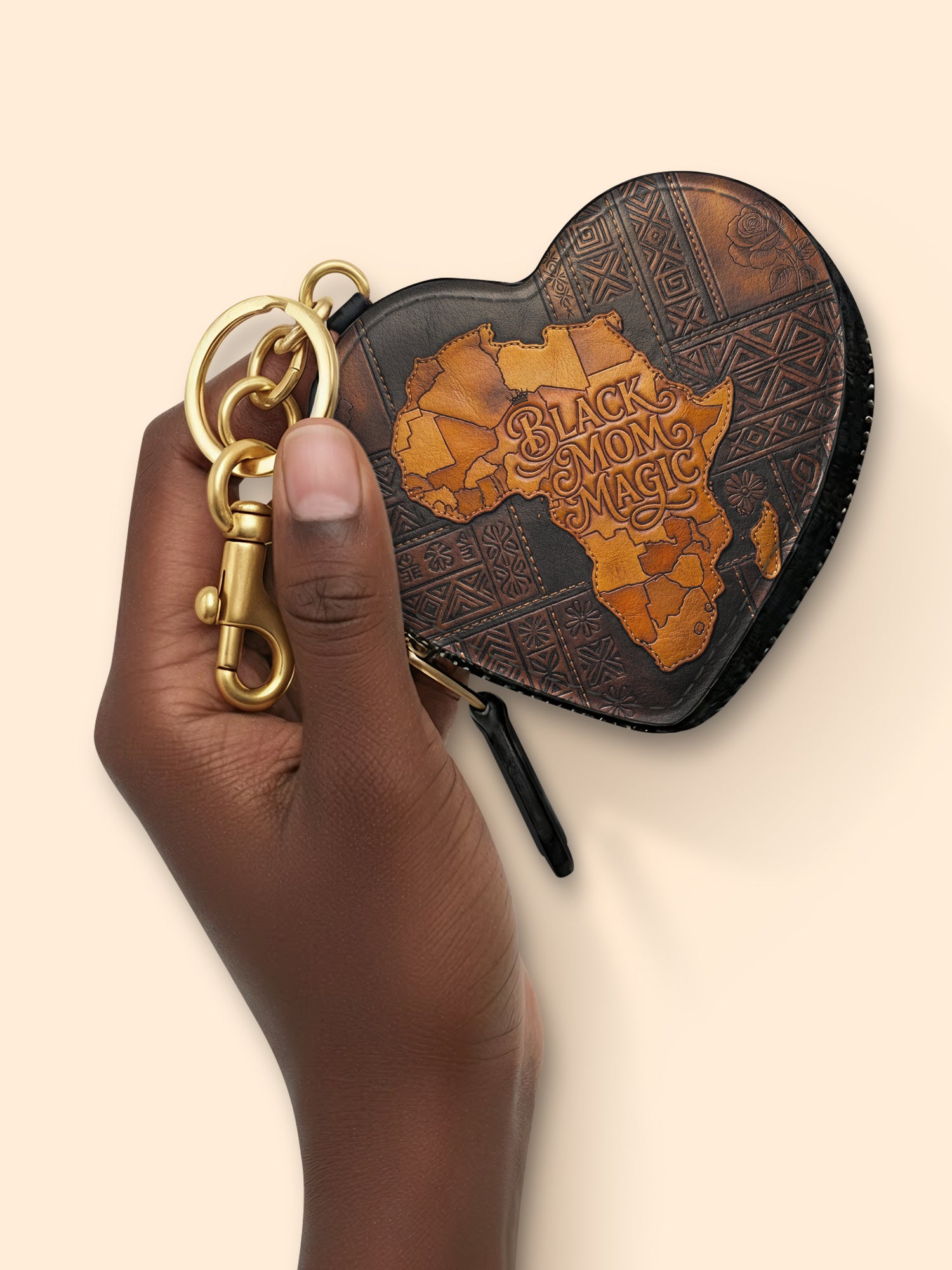 Black Mom Magic Heart Coin Pouch Bag Charm QR0XD1047