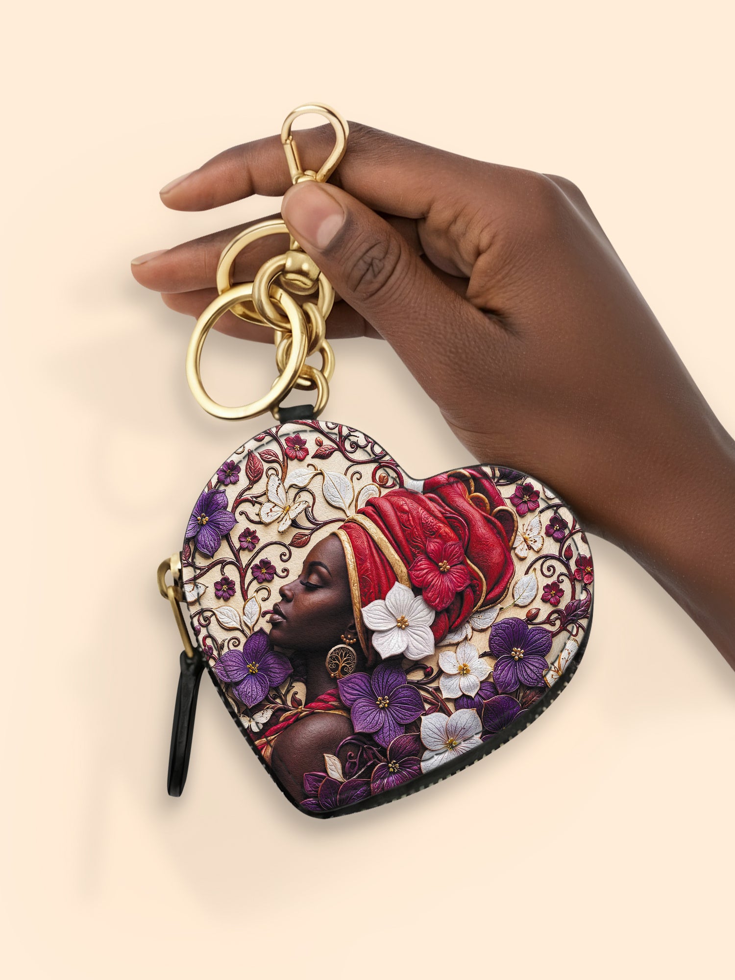 Violet Season Heart Coin Pouch Bag Charm QR0XD200