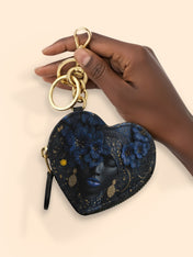 Midnight Bluebonnet Heart Coin Pouch Bag Charm QR0XD292