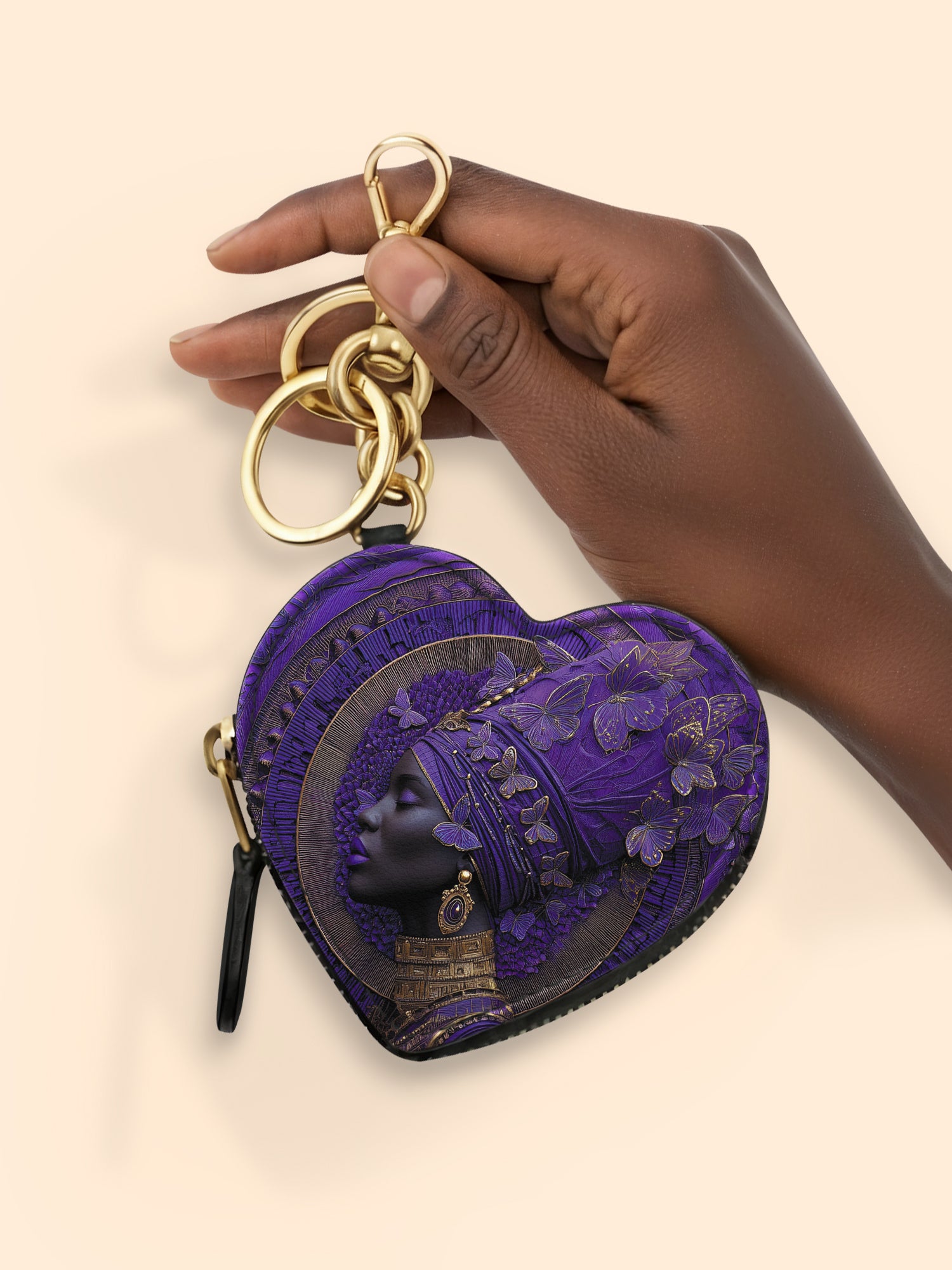 Divine Majesty Heart Coin Pouch Bag Charm QR0XD650
