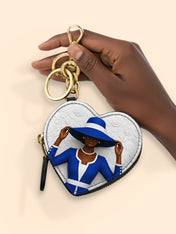 Blue Crowned Heart Coin Pouch Bag Charm QR0TV282