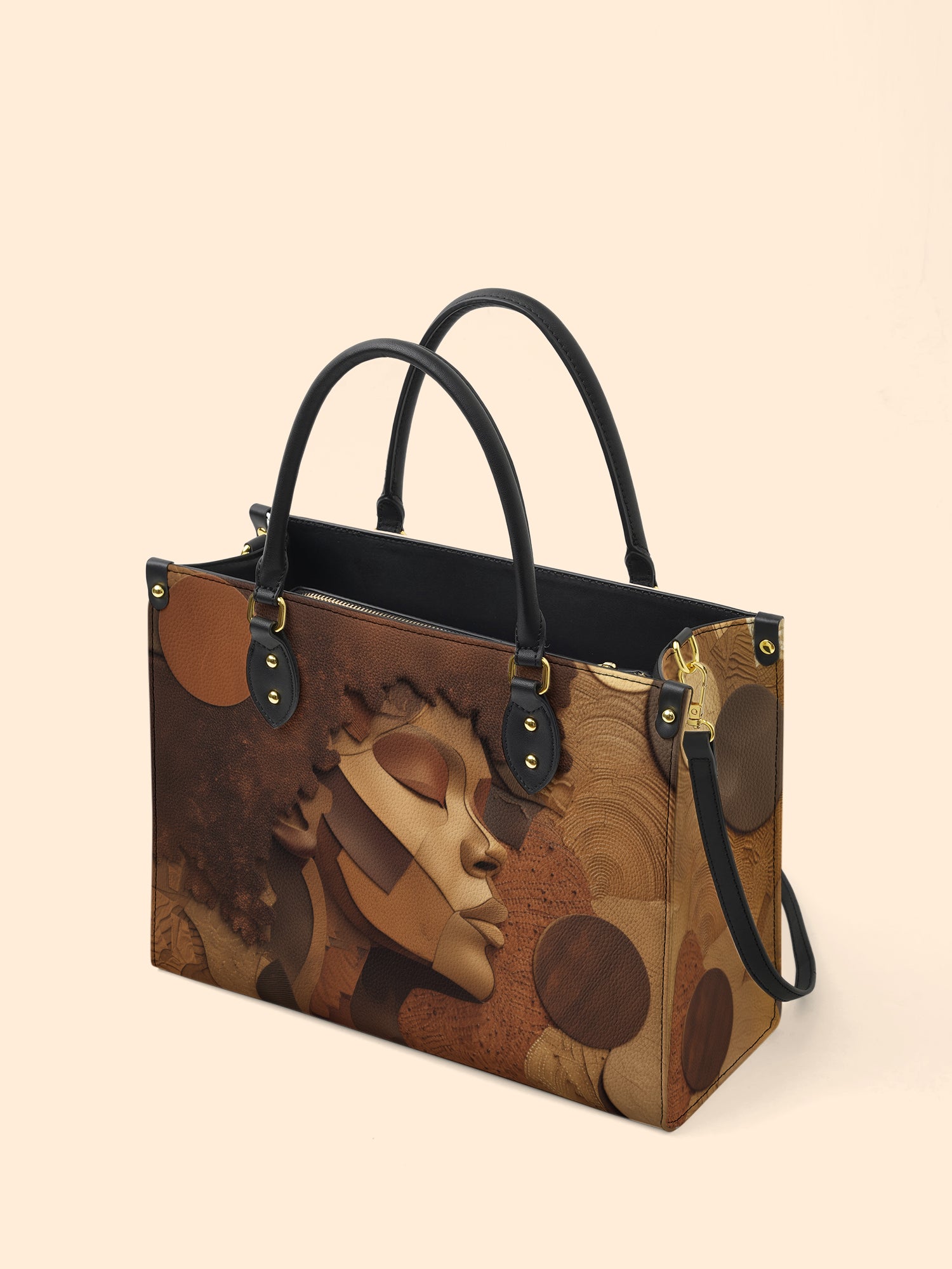 Golden Melanin Premium Leather Handbag QR0TD292