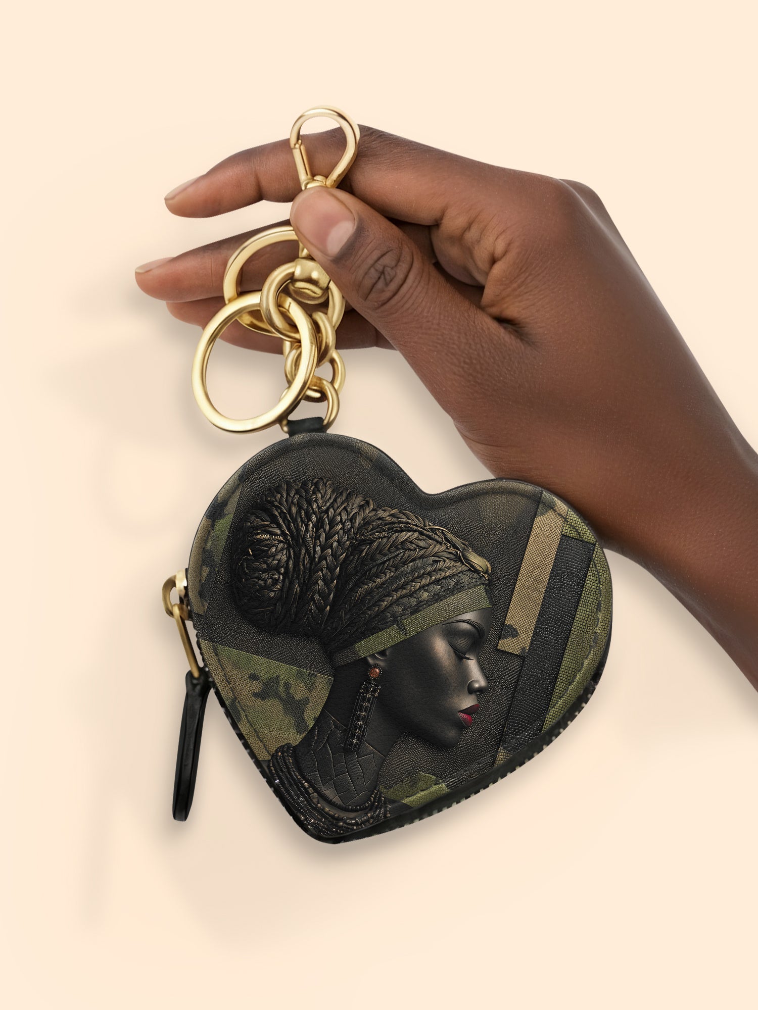 Braided Majesty Heart Coin Pouch Bag Charm QR0XD973