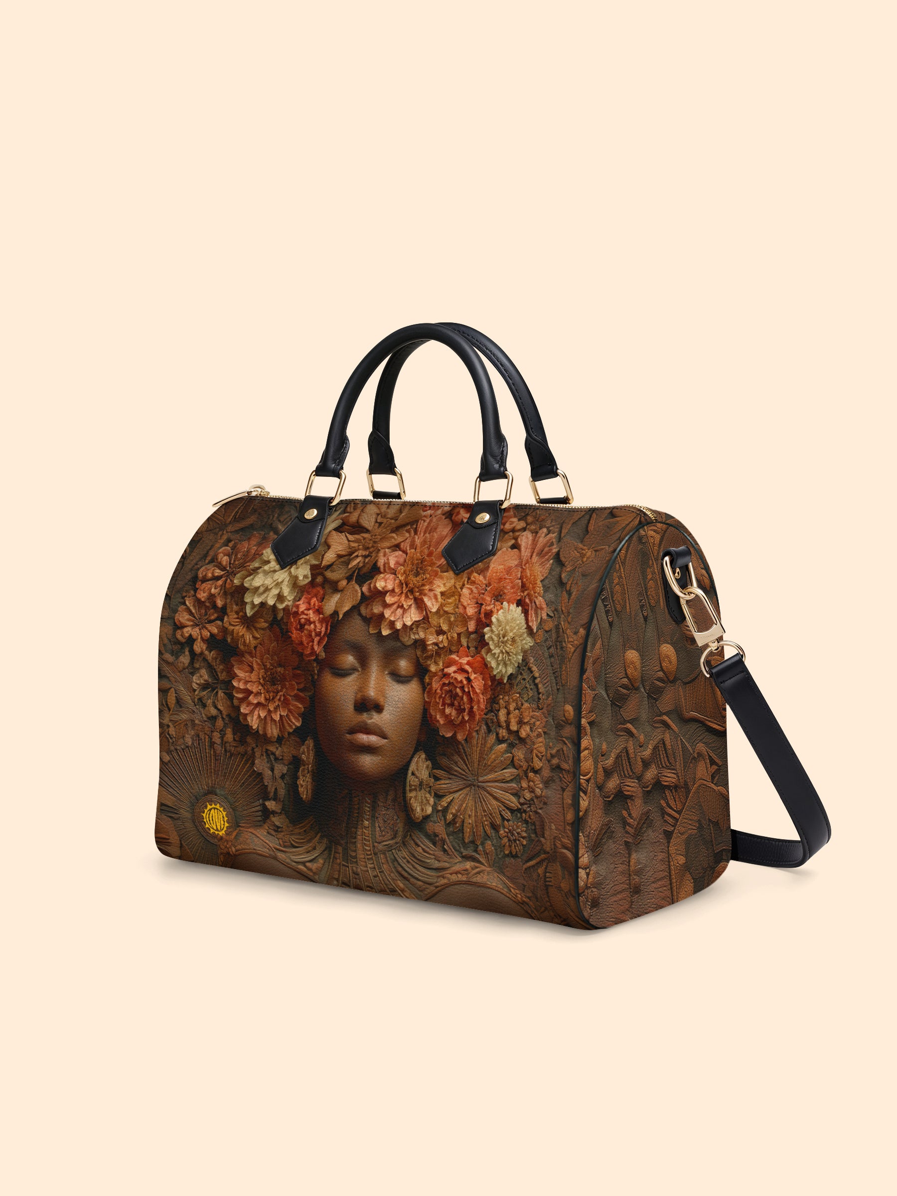 Afro Flora Leather Boston Bag QR0TV027