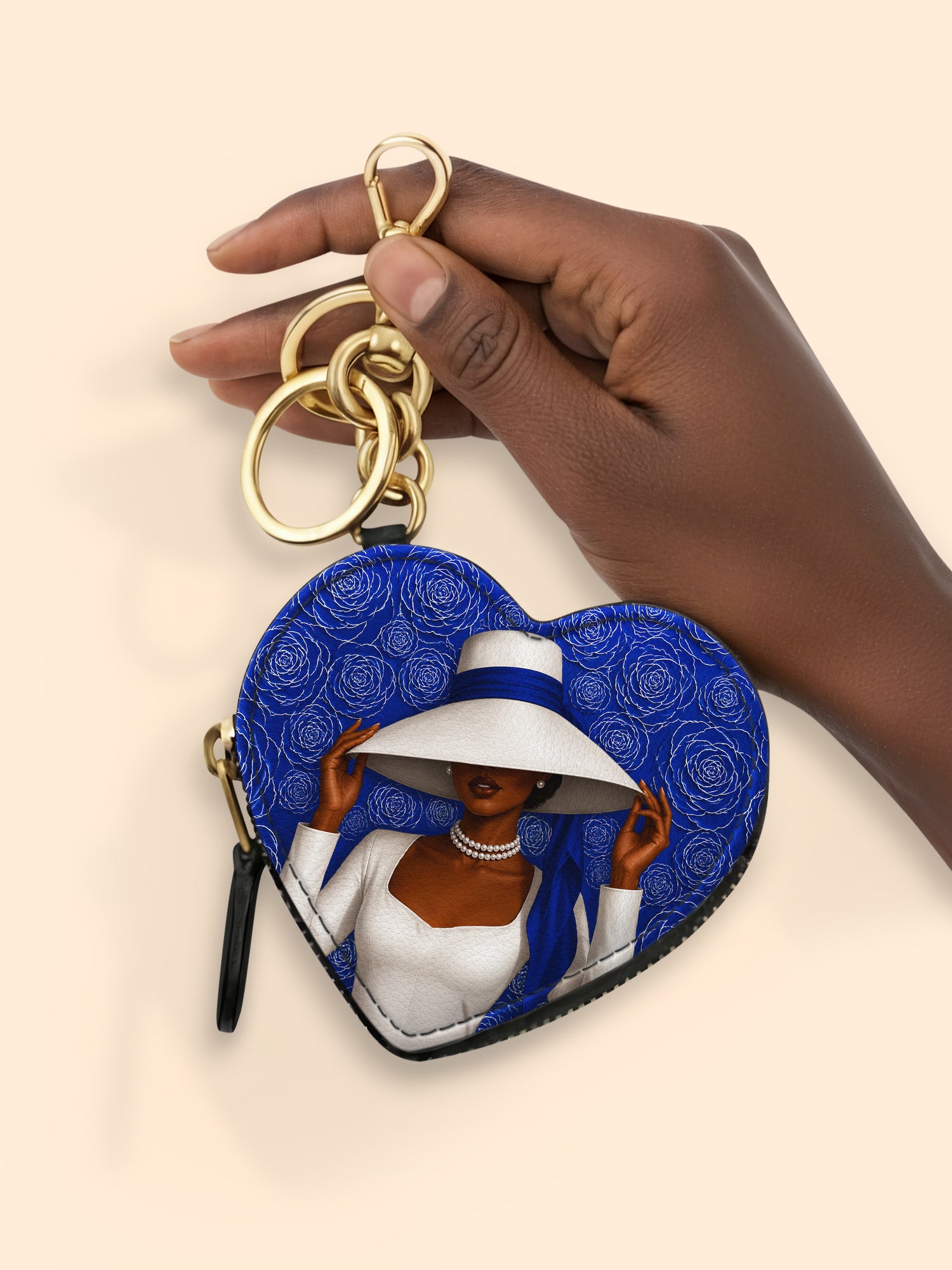 Royal Bloom Heart Coin Pouch Bag Charm QR0TV281