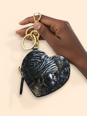 Afri Jewel Heart Coin Pouch Bag Charm QR0XD459
