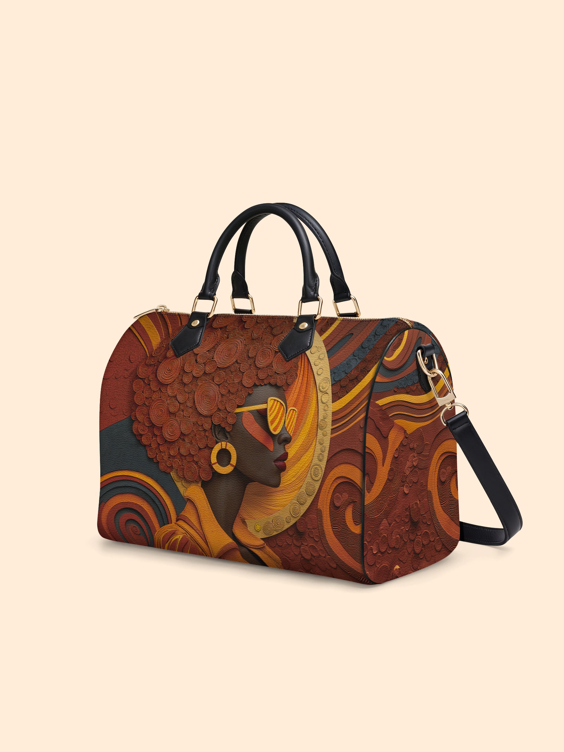 Royal Vision Leather Boston Bag QR0TD313