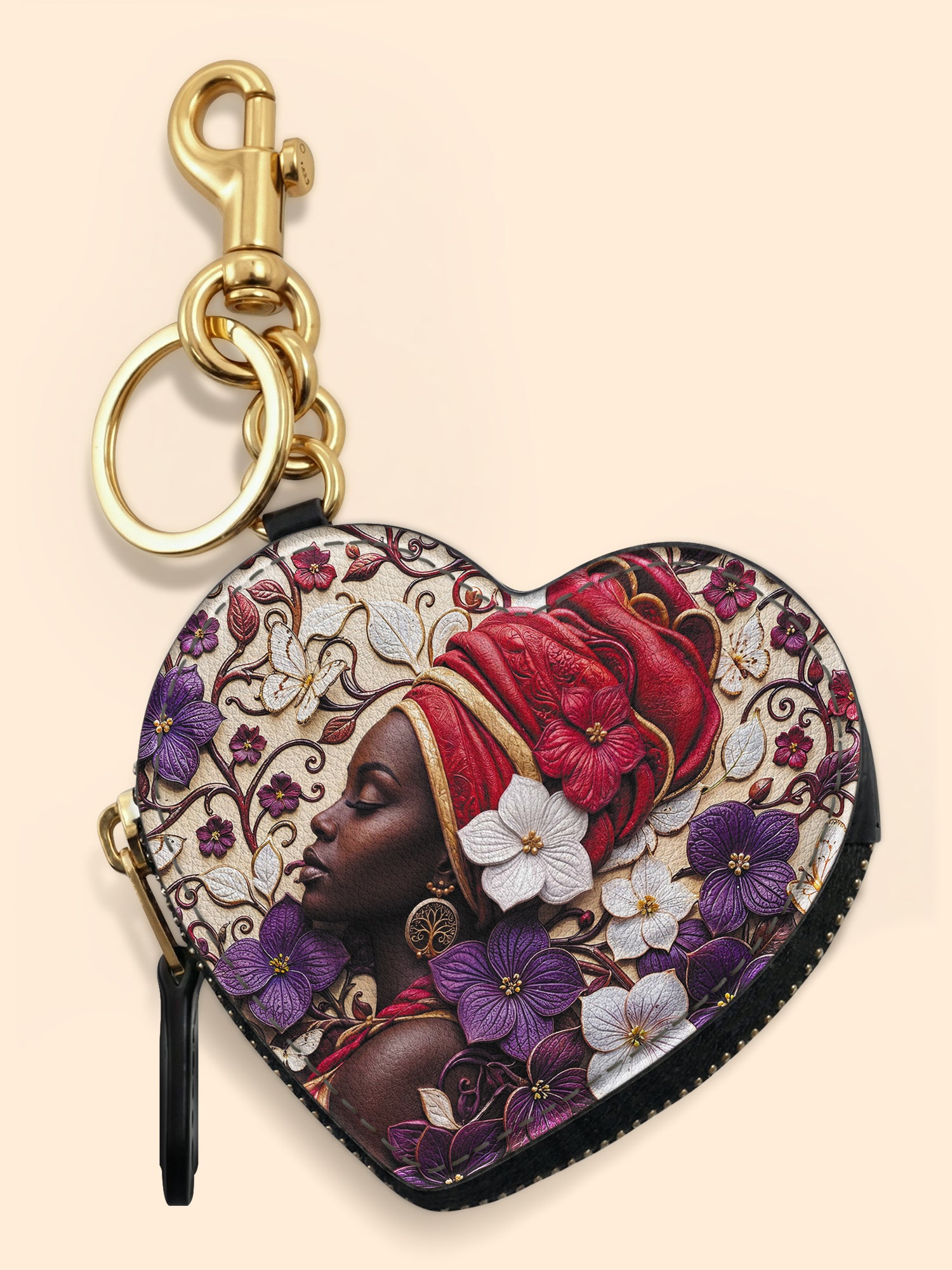 Violet Season Heart Coin Pouch Bag Charm QR0XD200