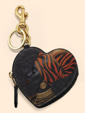 Adinkra Essence Heart Coin Pouch Bag Charm QR0XD456