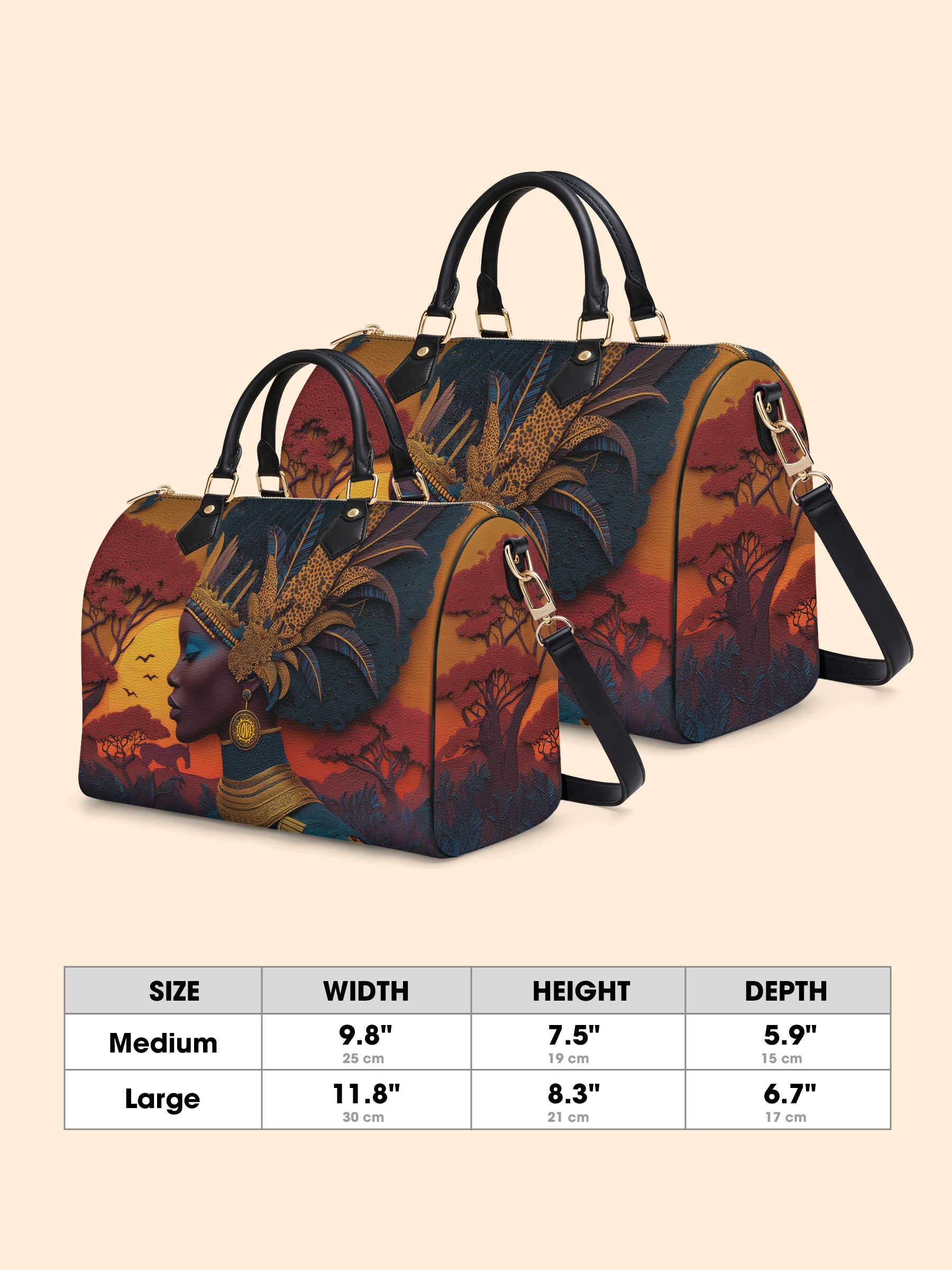 African Aspirations Leather Boston Bag QR0HH057