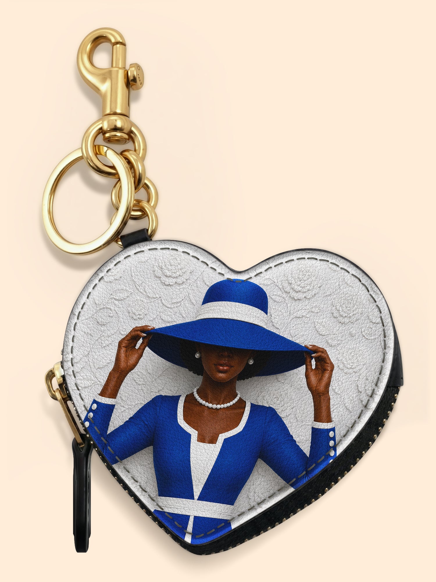 Blue Crowned Heart Coin Pouch Bag Charm QR0TV282