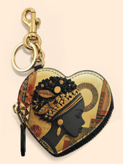 Bold African Heart Coin Pouch Bag Charm QR0XD810