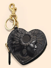 Black Orbit Heart Coin Pouch Bag Charm QR0XD243