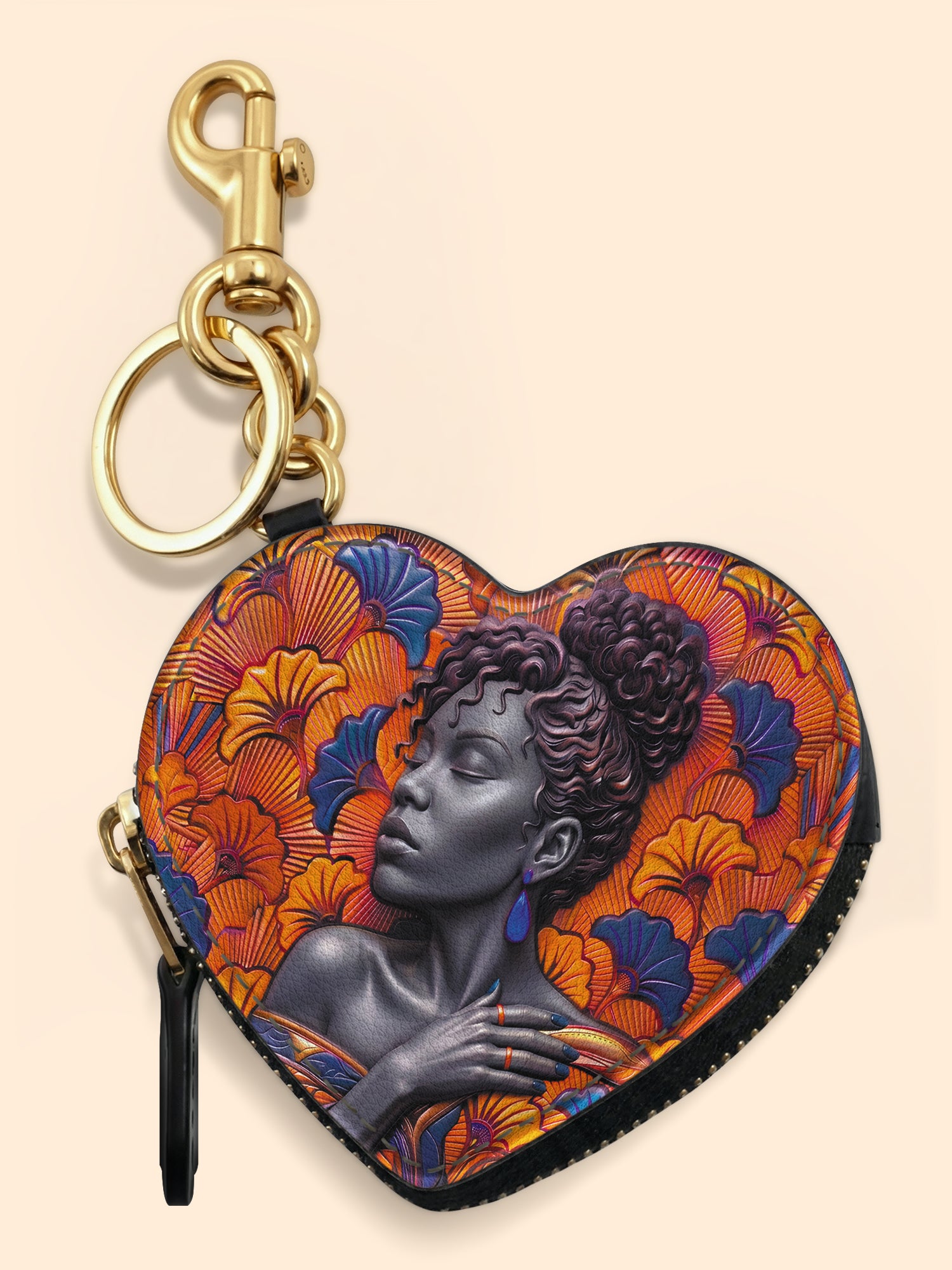 Savannah Ginkgo Heart Coin Pouch Bag Charm QR0XD859