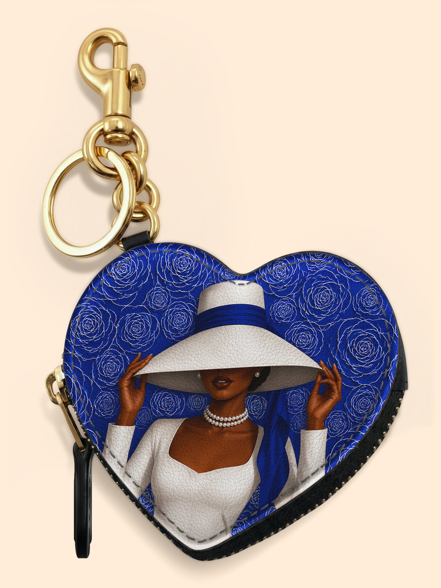 Royal Bloom Heart Coin Pouch Bag Charm QR0TV281