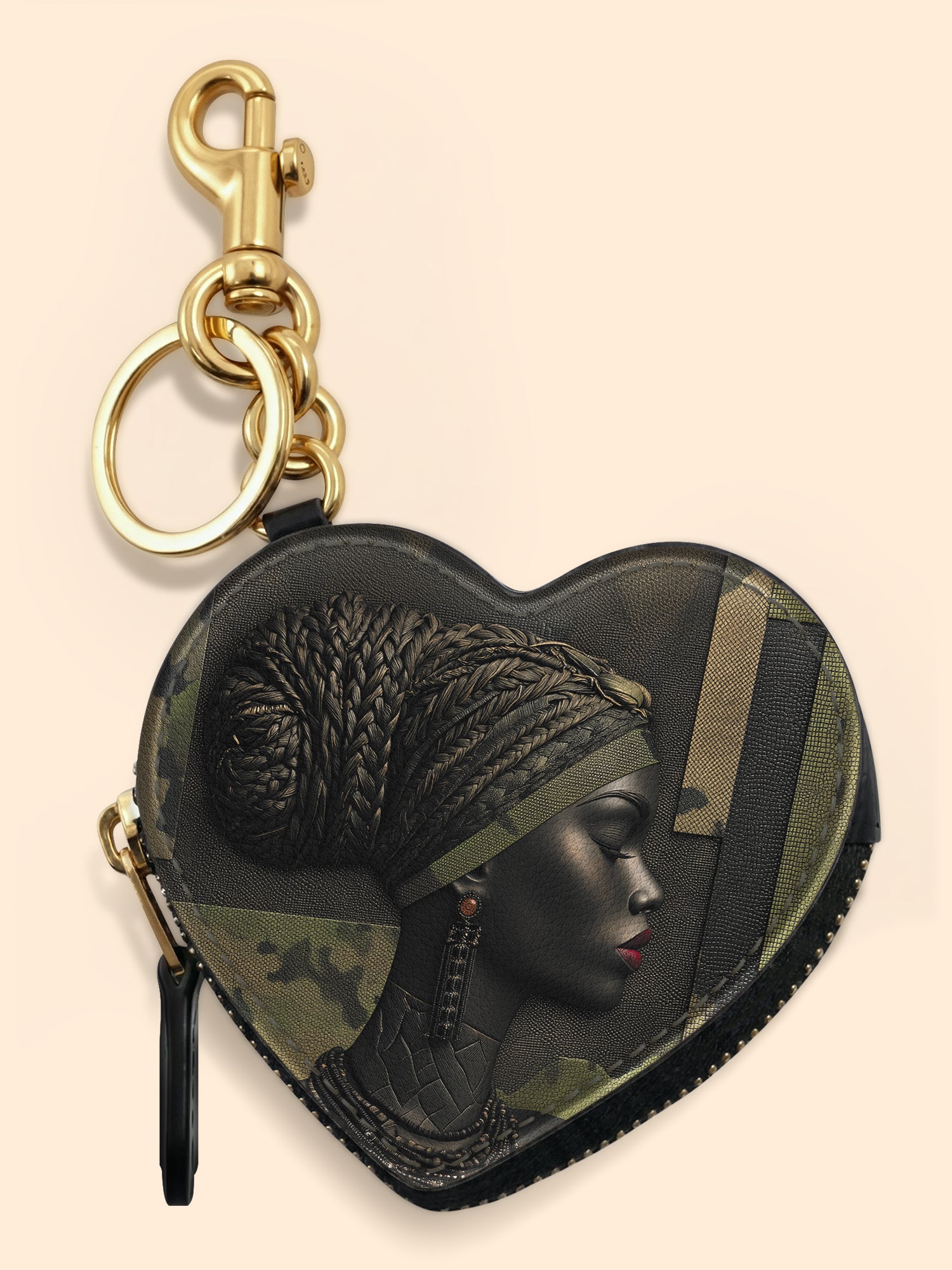 Braided Majesty Heart Coin Pouch Bag Charm QR0XD973
