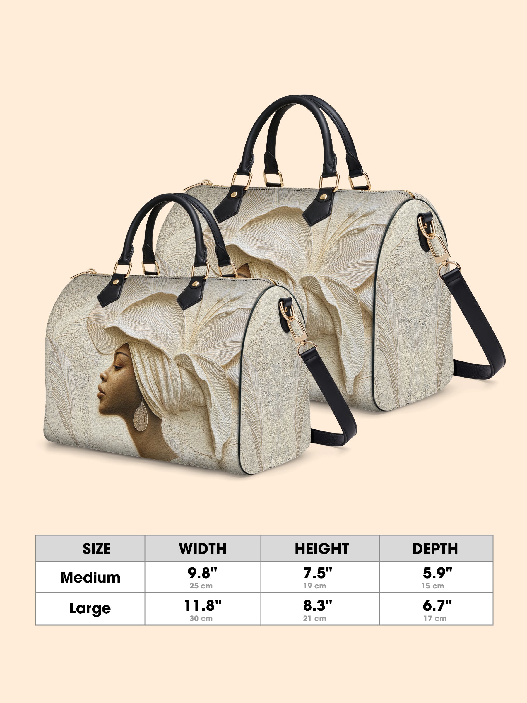 Ivory Blossom Leather Boston Bag QR0TV067