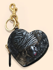 Afri Jewel Heart Coin Pouch Bag Charm QR0XD459