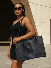 Midnight Bloom Premium Leather Handbag QR0TV146