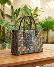 Crowned Ankara Premium Leather Handbag QR0TV277