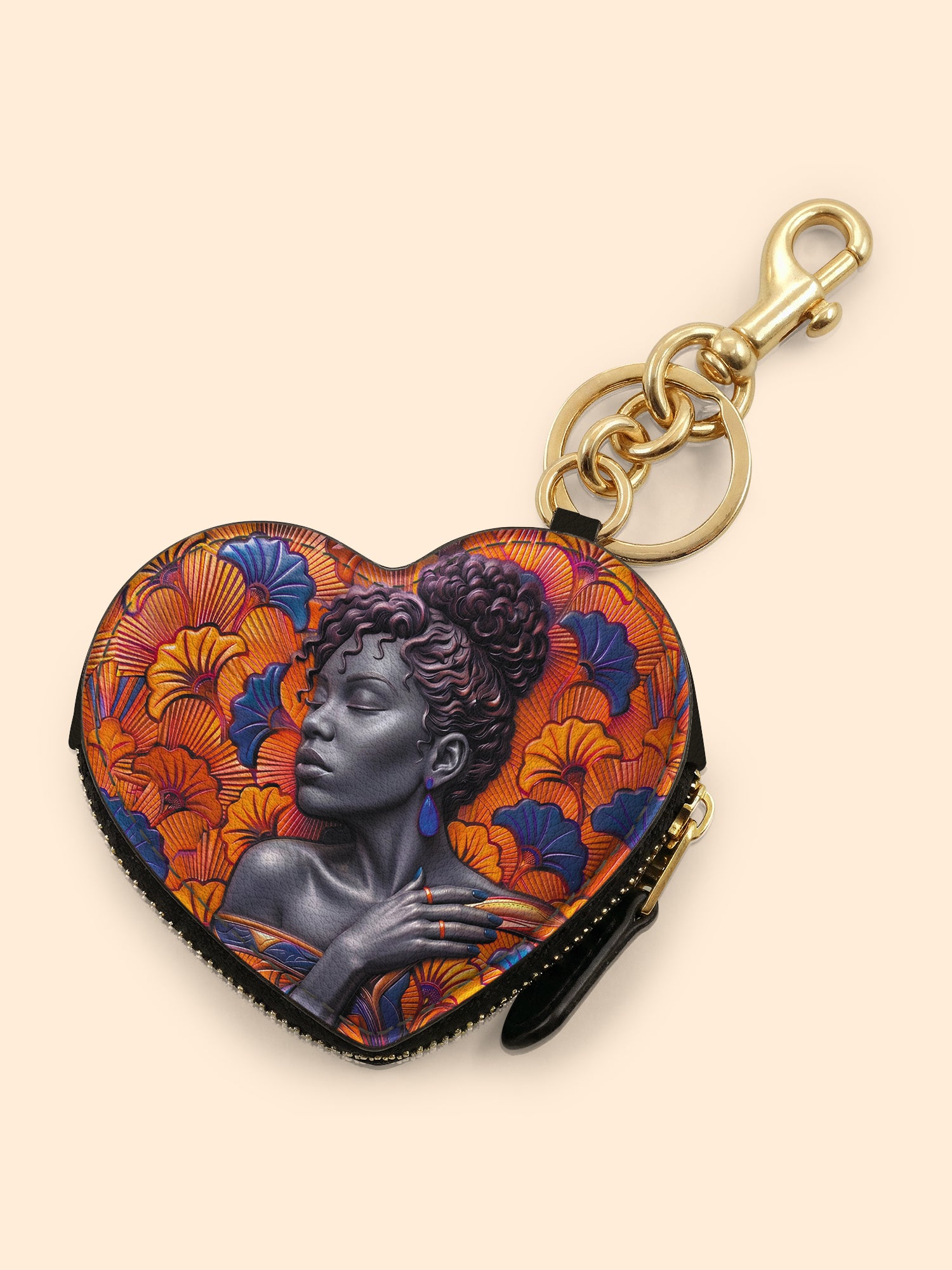 Savannah Ginkgo Heart Coin Pouch Bag Charm QR0XD859