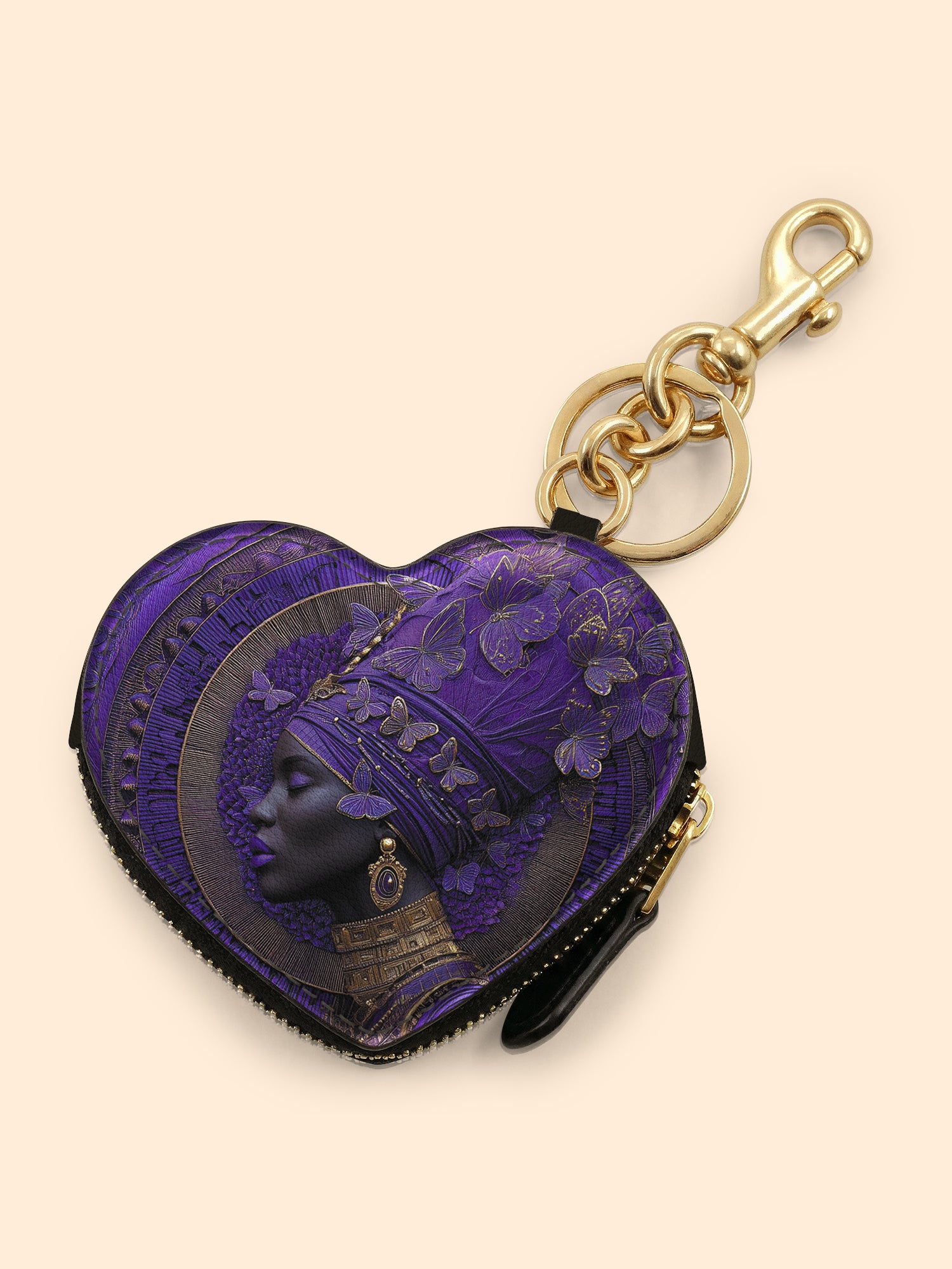 Divine Majesty Heart Coin Pouch Bag Charm QR0XD650