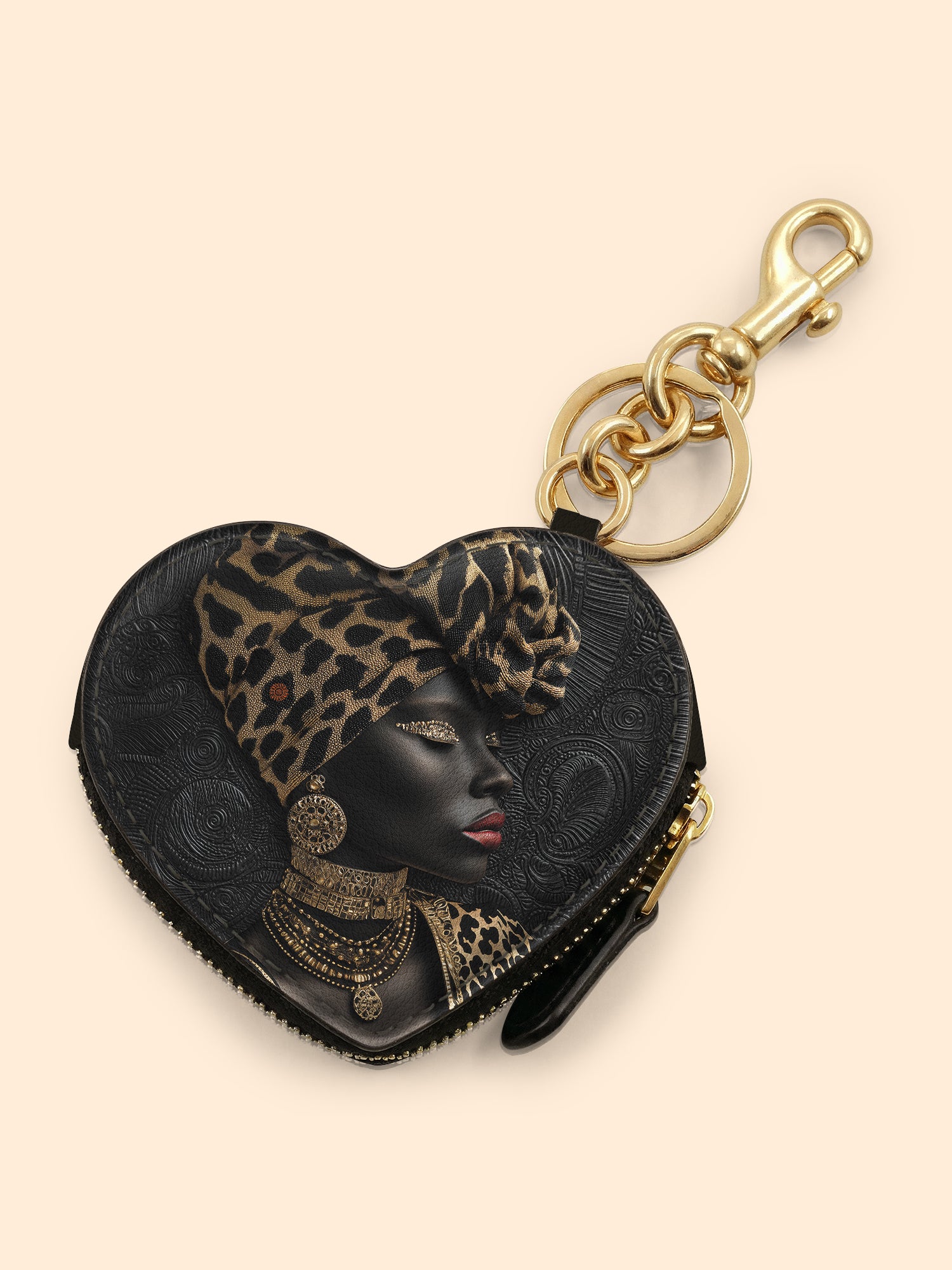 African Grace Heart Coin Pouch Bag Charm QR0XD454