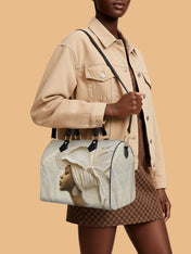 Ivory Blossom Leather Boston Bag QR0TV067