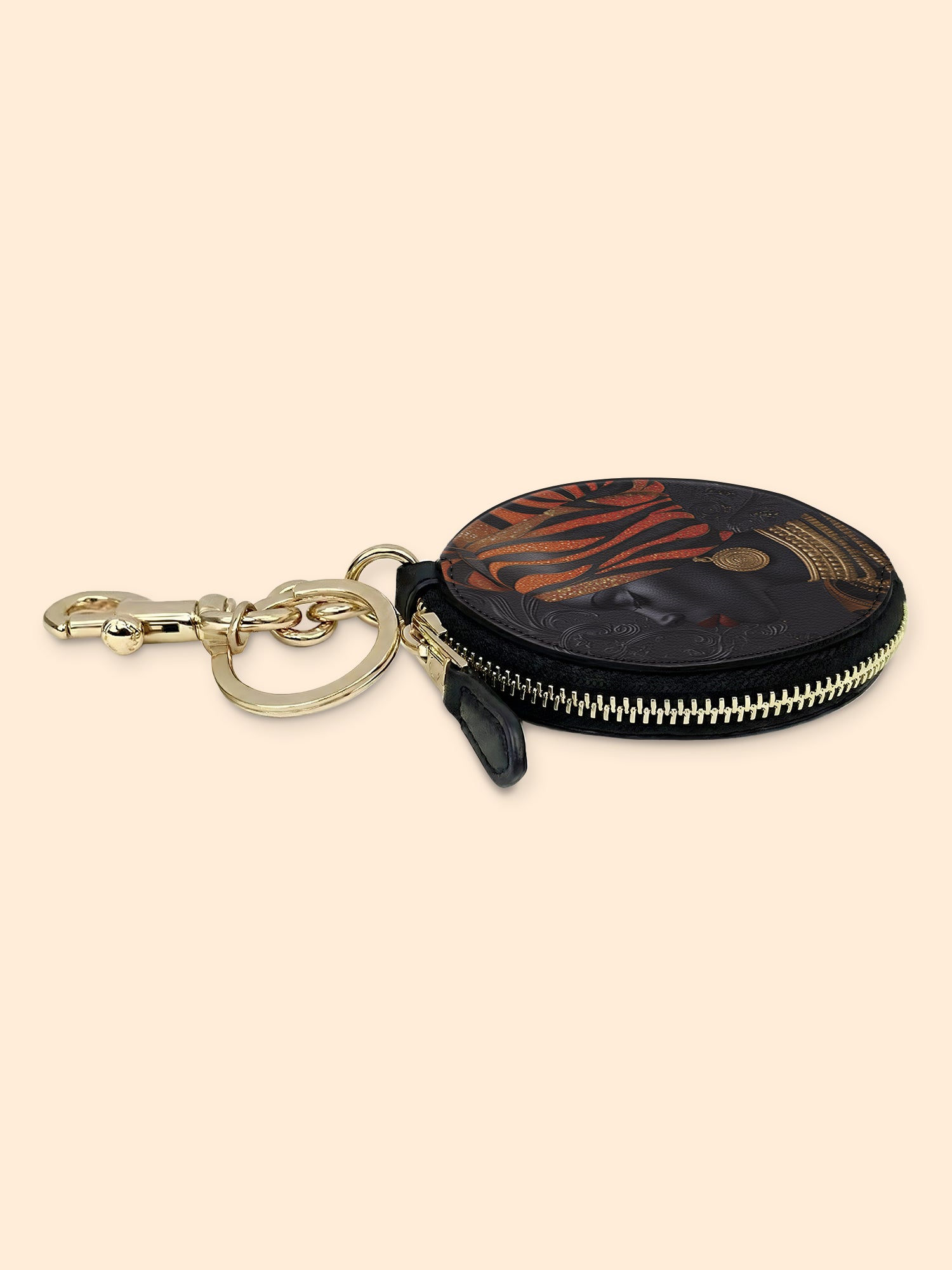 Adinkra Essence Circular Coin Pouch Bag Charm QR0XD456