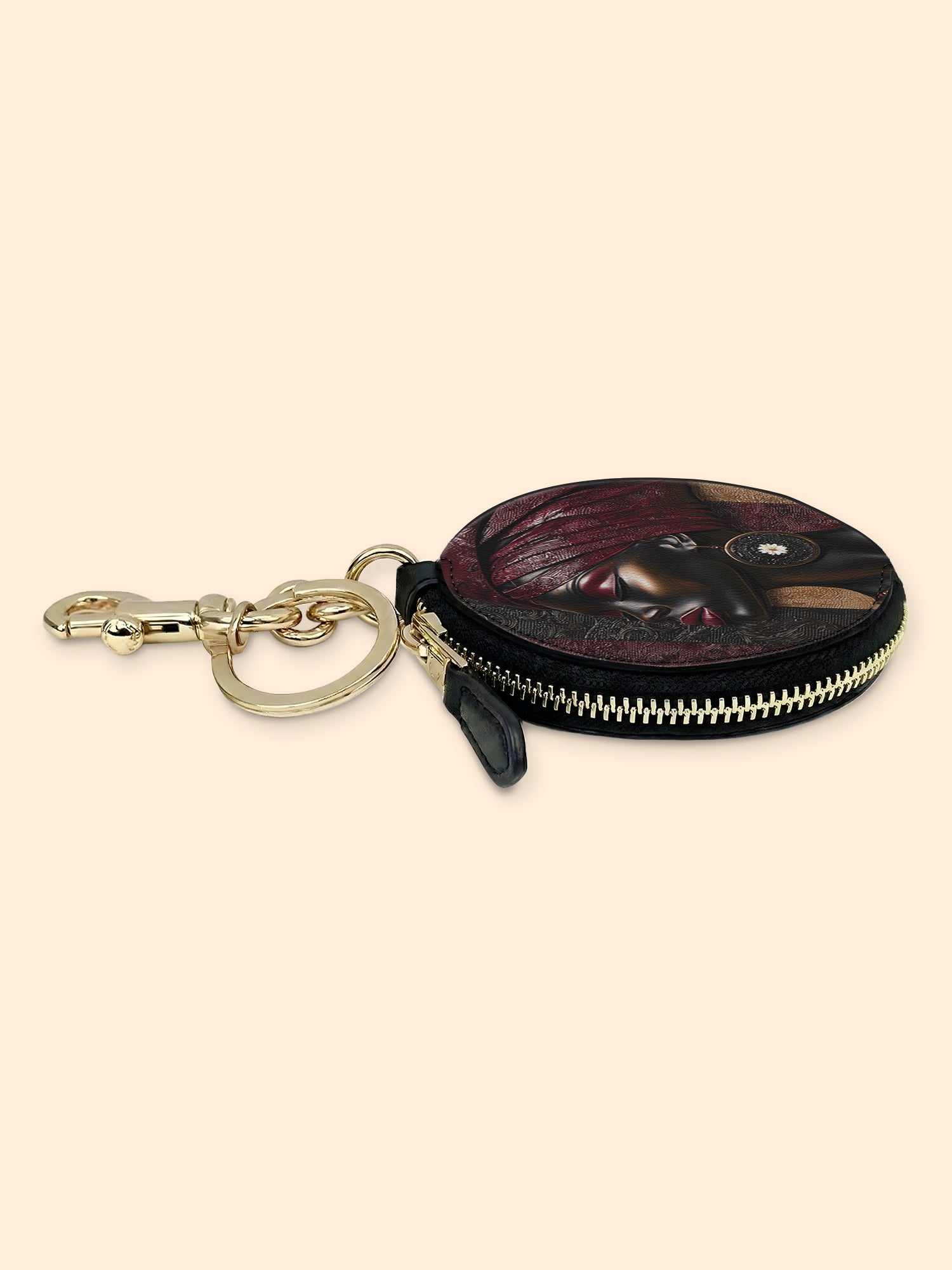 Crimson Sovereign Circular Coin Pouch Bag Charm QR0XD924