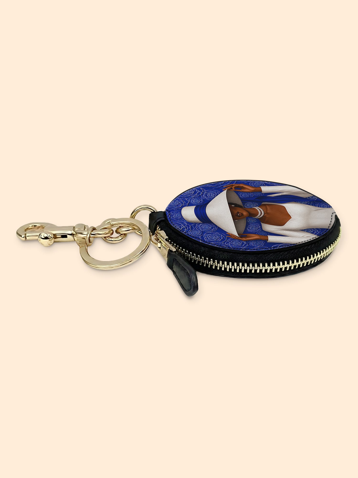 Royal Bloom Circular Coin Pouch Bag Charm QR0TV281
