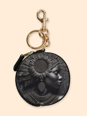 Black Orbit Circular Coin Pouch Bag Charm QR0XD243
