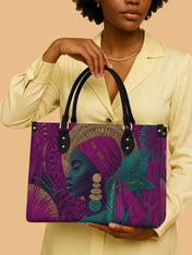 Golden Halo Portrait Premium Leather Handbag QR0HH120