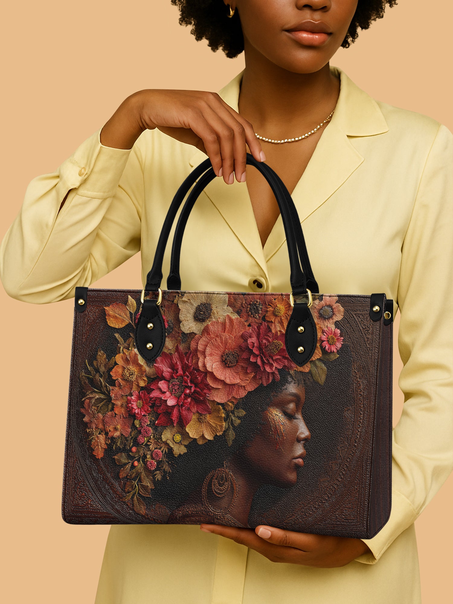 Whispering Blooms Premium Leather Handbag QR0HH048
