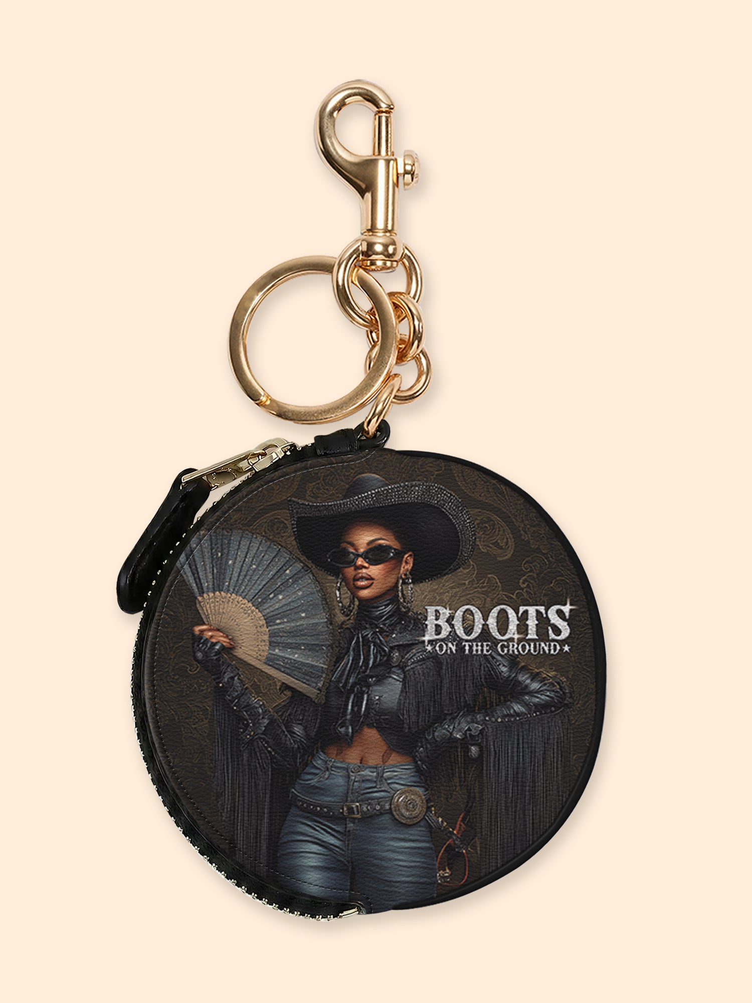 Color Strong Circular Coin Pouch Bag Charm QR0XD228