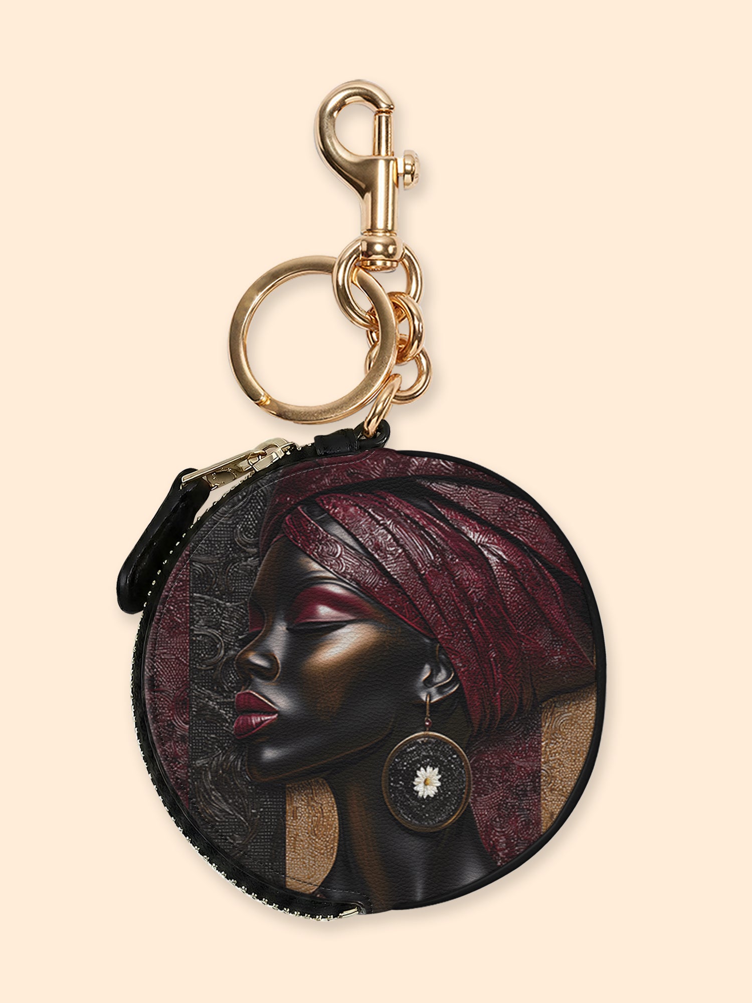 Crimson Sovereign Circular Coin Pouch Bag Charm QR0XD924